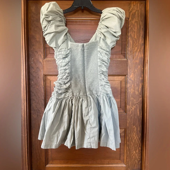 Abercrombie & Fitch Drama Puff Sleeve Ruched Mini Dress - Picture 4 of 5